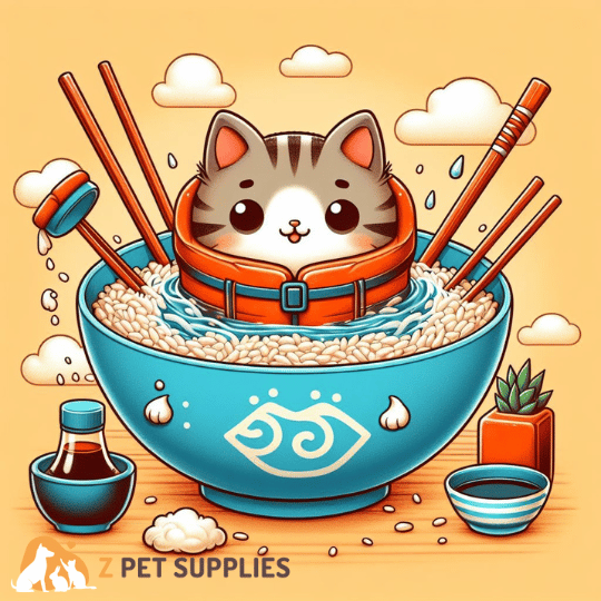 Cats Swimming in Rice